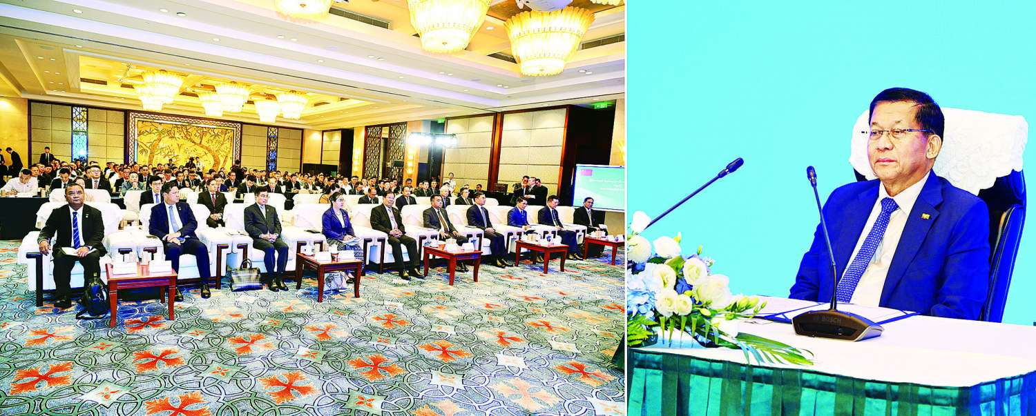 မြန်မာ-တရုတ် စီးပွားရေးပူးပေါင်းဆောင်ရွက်မှု မြှင့်တင်ရေး ဒုတိယအကြိမ်တွေ့ဆုံပွဲသို့ နိုင်ငံတော်လုံခြုံရေးနှင့်အေးချမ်းသာယာရေးကော်မရှင်ဥက္ကဋ္ဌ တက်ရောက်အမှာစကားပြောကြား (၆-၉-၂၀၂၅)